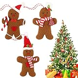 Weihnachtsbaumschmuck,RUNEAY 3 Stück Jahr 2022 Christbaumschmuck Lebkuchenmännchen Deko Lebkuchen Anhänger Christmas Ornamente Adventskalender zum Befüllen