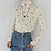 Chvity Womens Retro Floral Tops Turtleneck Long Sl... #1