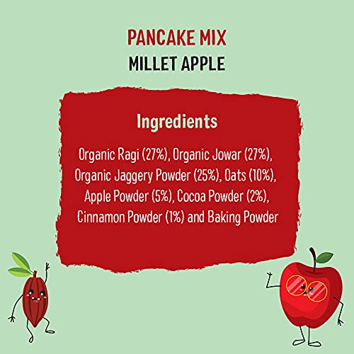 Image of Timios Organic No Maida Millet Pancake Mix-Apple with Cocoa|Made with Whole Grains, Jaggery and Sprouted Nutrition| Instant and Healthy Breakfast,300gm