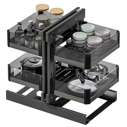 Blind Corner Cabinet Pull-out Organizer - Expandable Kitchen Organizer with 4 Baskets for Convenient Home Kitchen Storage