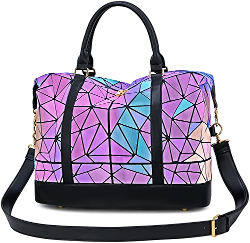 Camtop Weekender Bag Geometric Luminous Overnight Travel Duffle Carry On Tote For Women Ladies #TOP6