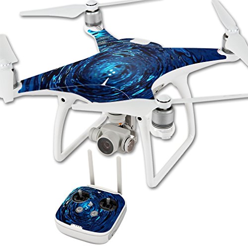 MightySkins Skin Compatible with DJI Phantom 4 Quadcopter Drone wrap Cover Sticker Skins Blue Vortex