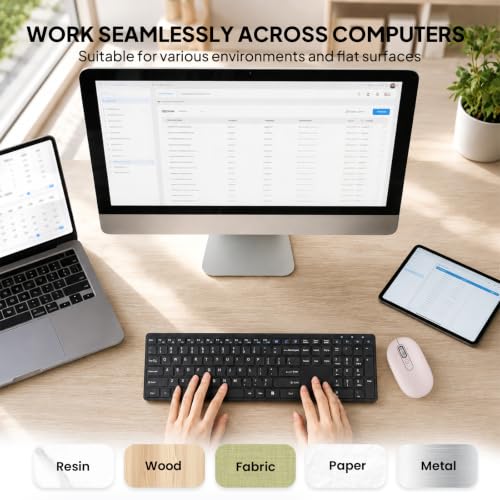 Image of Wireless Bluetooth Mouse,USB+BTx2,Slim Pebble Multi Device Small Travel Mice,Metal 4 Way Super Scrolling,± 3000 DPI,Quiet,Portable,Long Battery for Laptop,Computer,Tablet,Mac,iPad,PC,Phone (Pink)