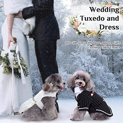 Dentrun Dog Weddding Dress, Girl Pet Wedding Attire Dog Formal Wear, Mesh Canine Bride Gown Outfit Clothes Puppy Marriage Apparel Dog Tutu Skirt Luxury Lace Bow White Princes Costume #TOP5