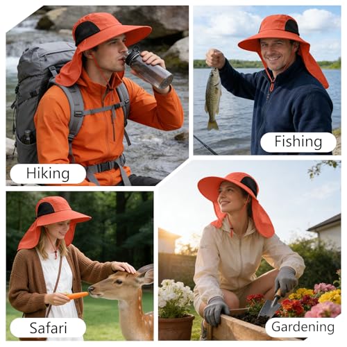 Image of Sun Hat for Men Women with Neck Flap,UPF 50+ UV Protection Fishing Hat
