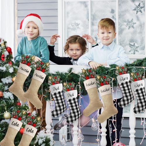 Tatuo 12 Pack Christmas Burlap Stockings 17 Inch Personalized Hanging Stockings Decorations Xmas Tree Decor Party Supplies with 4 Sheets Letter Self Adhesive Vinyl Stickers (Light Brown, Black White) by Tatuo - Image 7