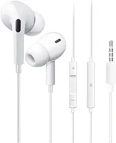 Fones de Ouvido Com Fio Com Cancelamento de Ruído - Compatíveis Com Apple e Samsung