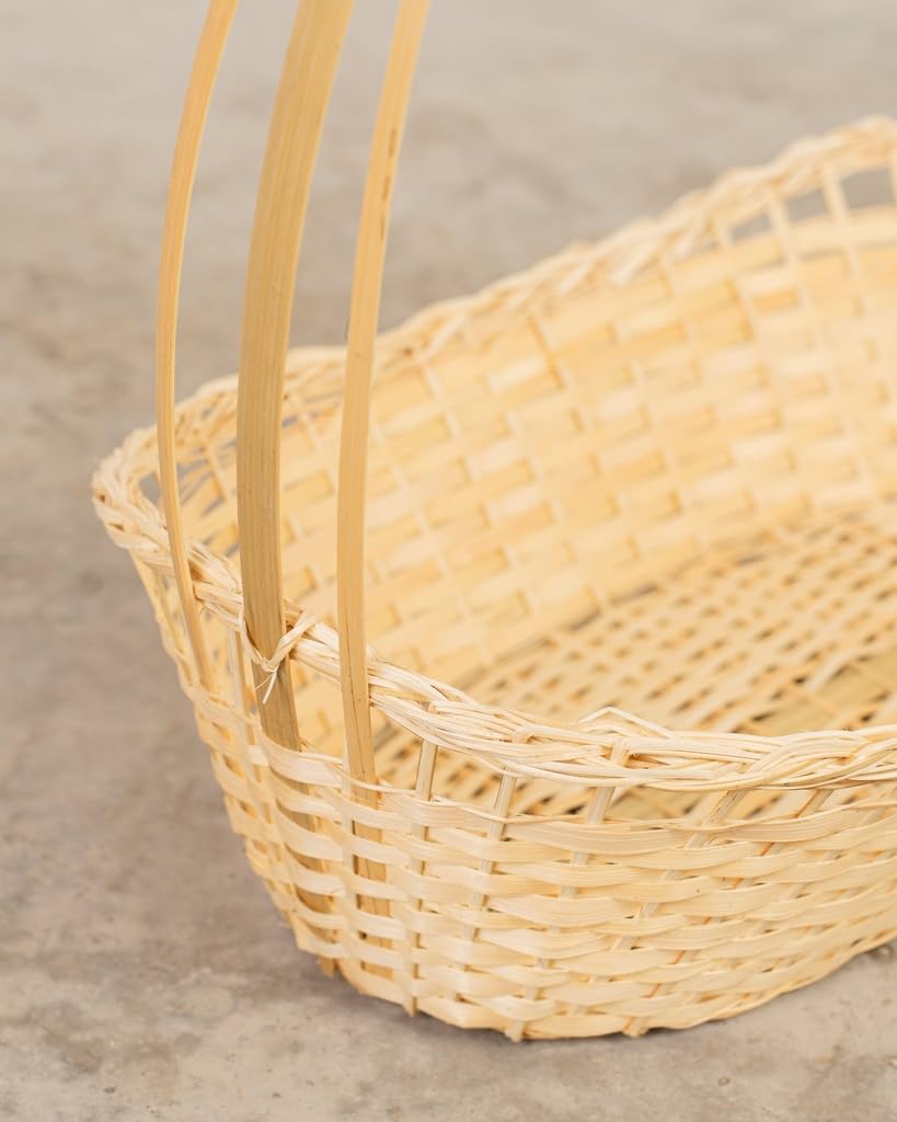 Cesta Navideña Vacía de Bambú 57cm para Detalles de Navidad