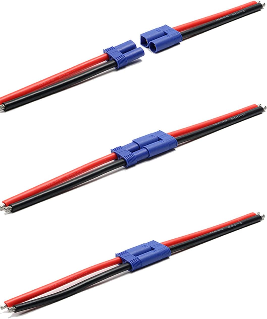 2 Pairs EC5 Connectors Male & Female 5.0mm Banana Connector Plug 10cm 12 AWG Soft Silicone Wire Cable for RC Airplane Quadcopter FPV Drone Lipo Battery ESC DIY, Blue