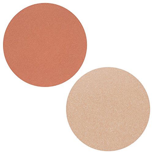 Powder Blush Highlighter Duo Palette - 2 Set Peach Matte Blusher with Pow