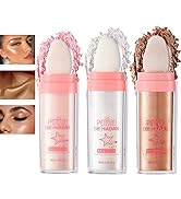 Sitovely 3pcs Fairy Highlighter Patting Powder, Body Glitter Shimmer Highlighter Powder Stick, Ko...