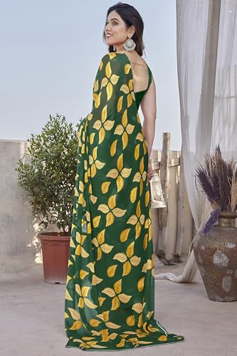 Image of MIRCHI FASHION Saree for Woman Chiffon Floral Printed | Lightweight Comfortable Daily Wear Women's Sari with Unstitched Blouse Piece (Available in 15 Colors)