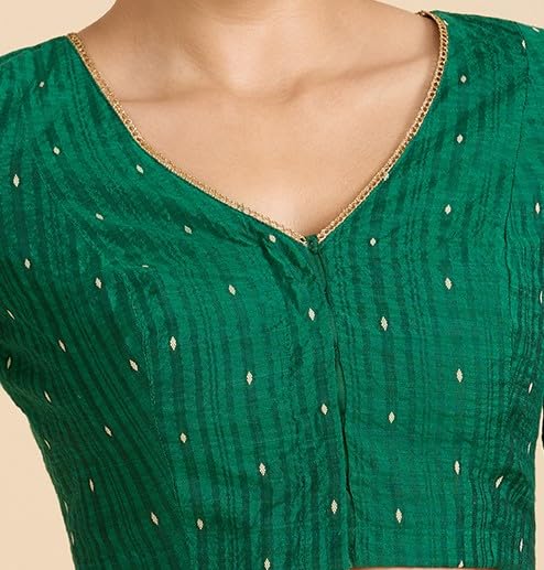 Image of Studio Shringaar Women's Handloom Cotton Silk Readymade Saree Blouse