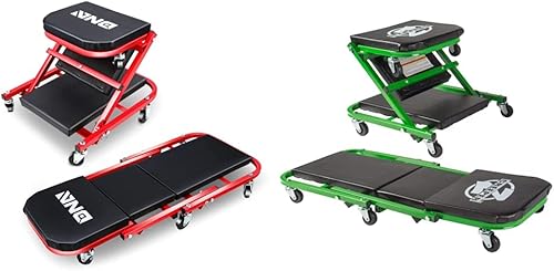 DNA MOTORING TOOLS-00184 36 pulgadas 2 en 1 enredadera plegable para automóvil, 6 ruedas de 2 pulgadas, capacidad de peso de 330.7lbs, color rojo