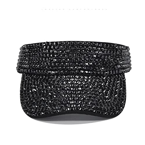 Qian Yang Bling Victoria Visor With Rhinestone! Sun Hats Women's Visor Beach Visor!Sport Sun Visor Hats Adjustable Summer Cap (Rose Red) #TOP3