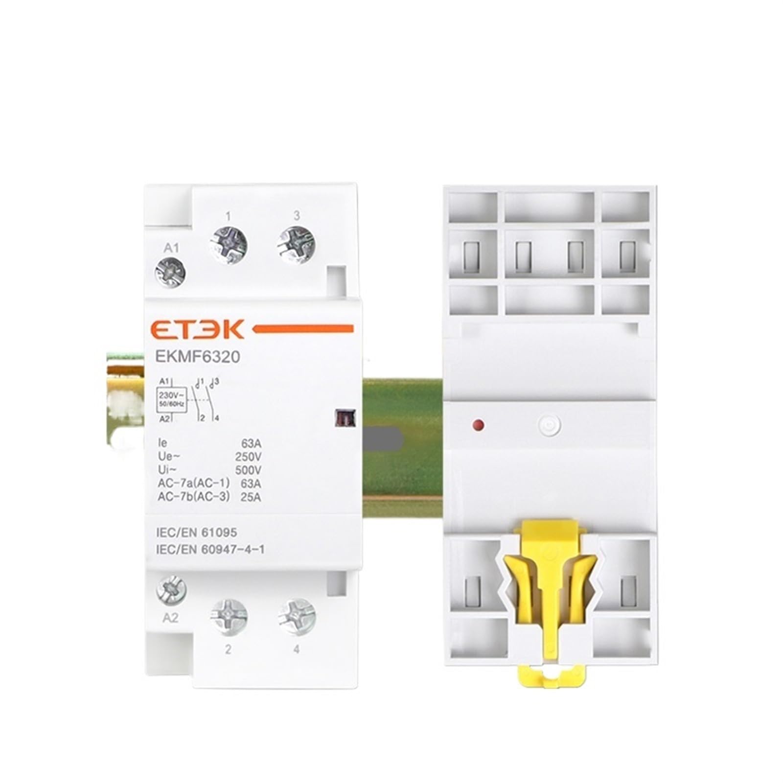 Contactor modular de CA for el hogar 220v monofásico 2P 63A 2NO bobina tipo carril Din EKMF-6320-230