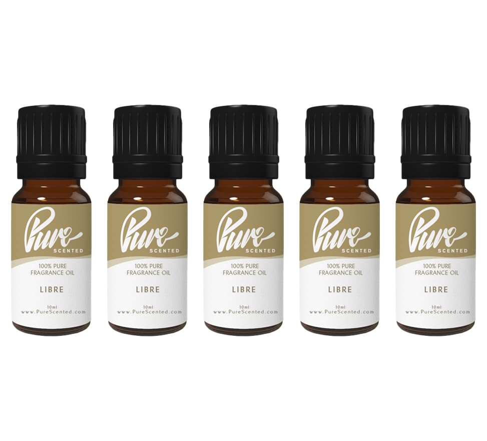 Pure Scented 50ml Fragrance Oils - 5 x 10ml Suitable for Candles, Soaps, Slime, Diffusers, Cosmetics, Wax Melts, Designer (5 x 10ml, Libre)