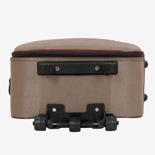 Image of Trolley Bag 20 Inch Cabin Size | Soft Shell Travel Suitcase with Reinforced Stitching Lightweight Fabric Luggage for Flight Cabin | (Brown)