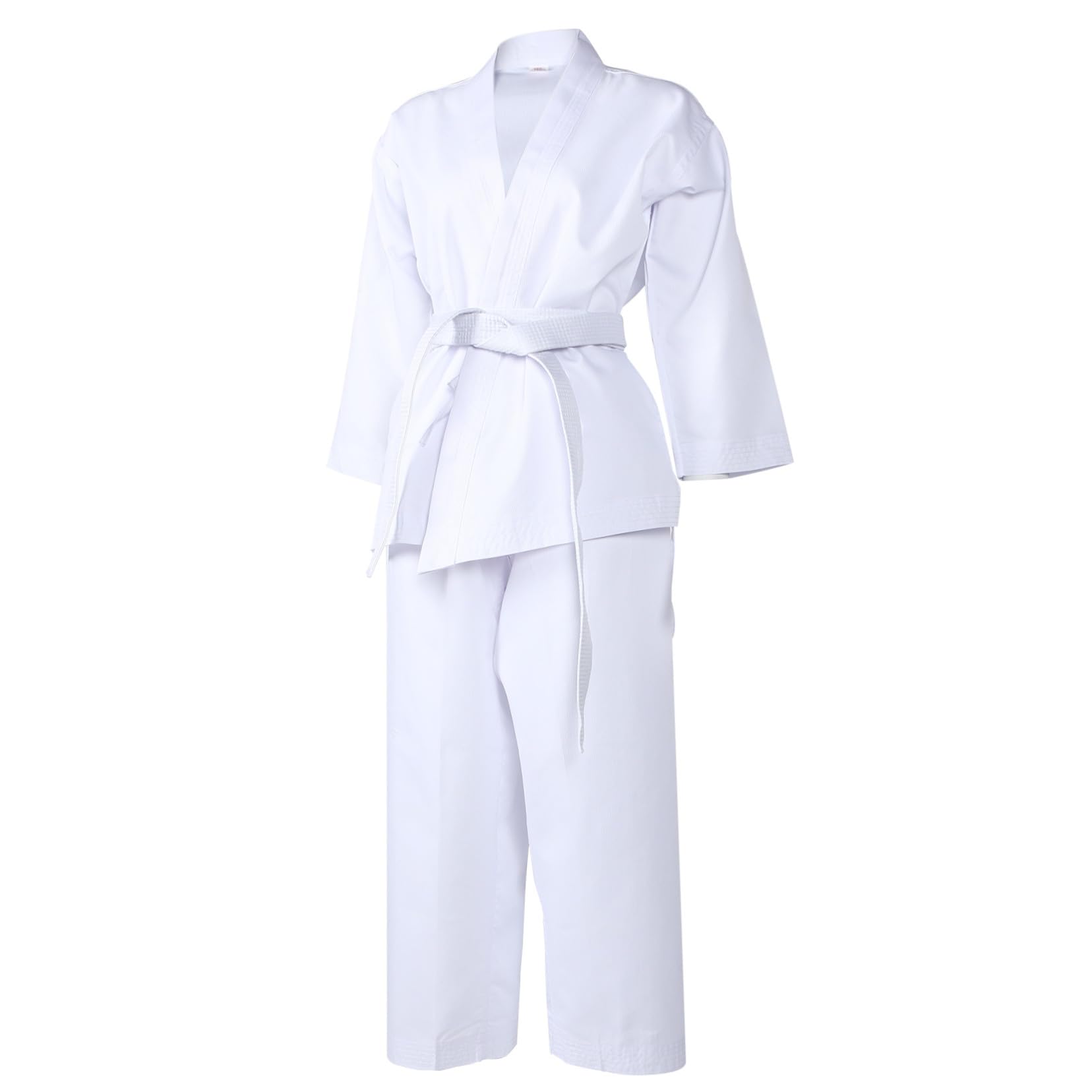 COLLBATH Uniforme de Taekwondo Adulte Blanc Respirant Tissu Solide Ceinture Réutilisable 160 cm Arts Martiaux