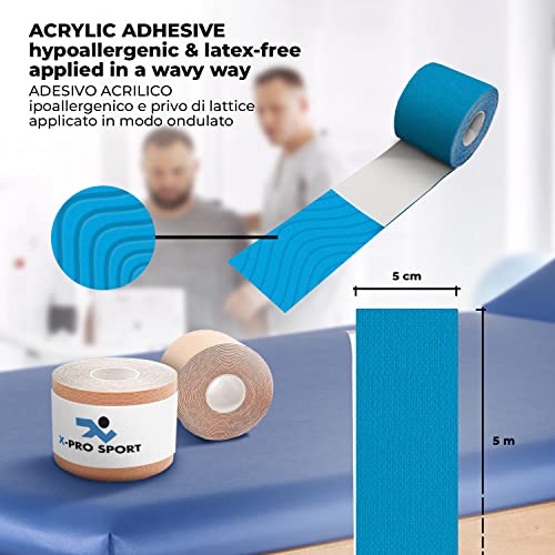 Kinesiological Tape 5m x 5cm, X-PRO Sport Kinesio Tape with e-Book with Application Examples, Muscle Patch - Image 2