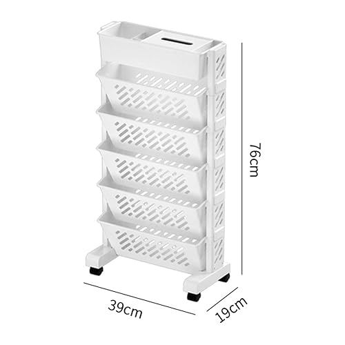 Miniatura 10 de Estantería móvil, estante organizador de plástico giratorio de gran capacidad, organizador de utilidad, estantes blancos para niños, estudiantes,