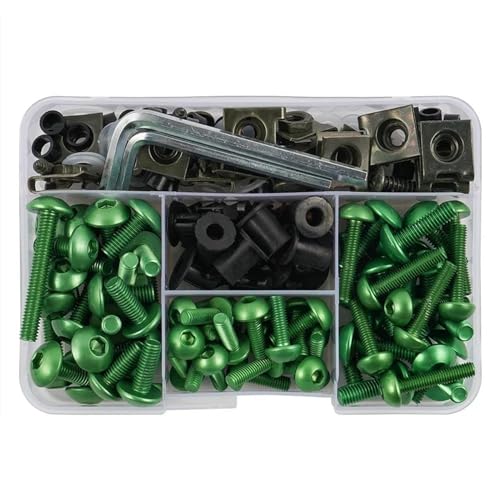 Kit boulons carénage moto CNC vert 190 pièces vis aluminium haute résistance