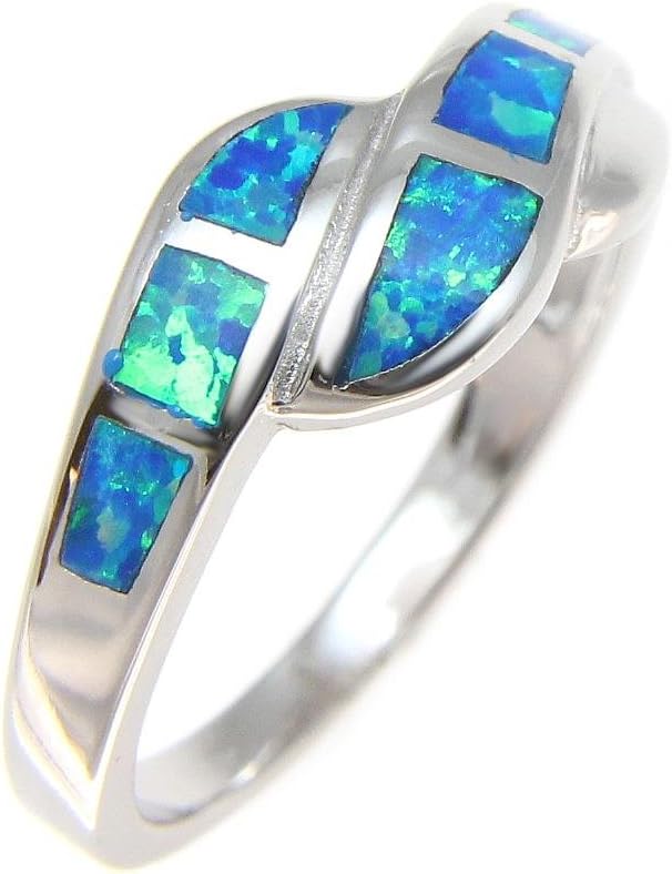 Arthur's Jewelry Sterling silver 925 women men blue synthetic opal ring size 5-10