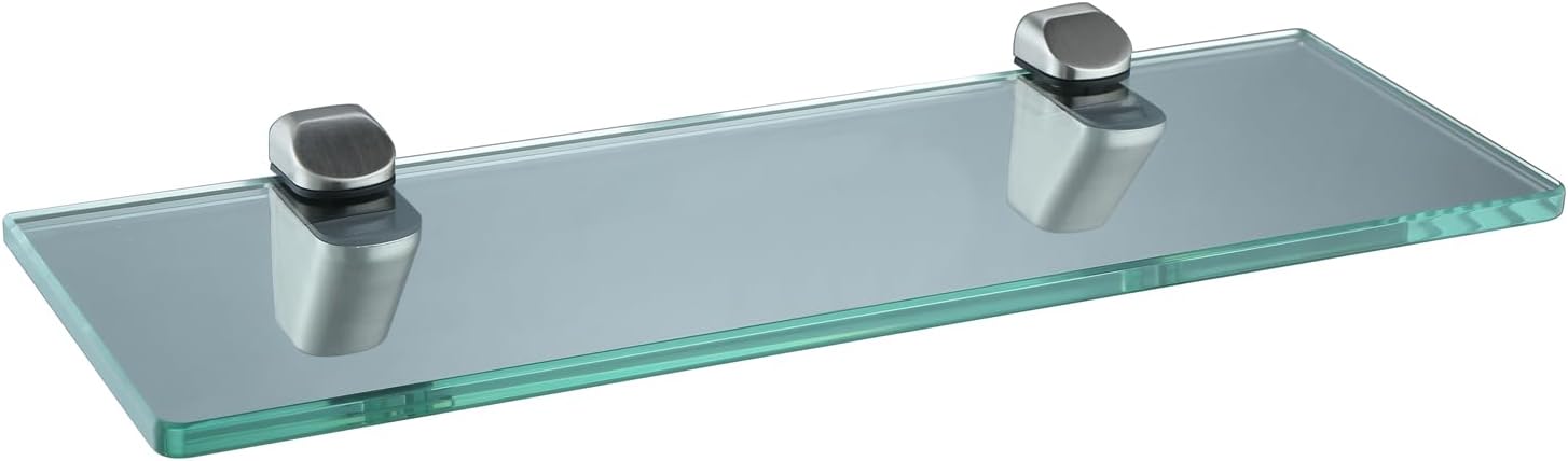 XVL Bathroom Glass Shelf 20 Inch Tempered Glass Rack Brushed Nickel GS3003AM