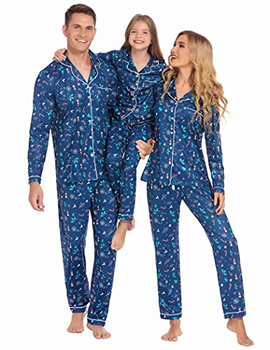 Ekouaer Christmas Family Matching Pajamas Long Sleeve Button Down Pj Set Festival Party...