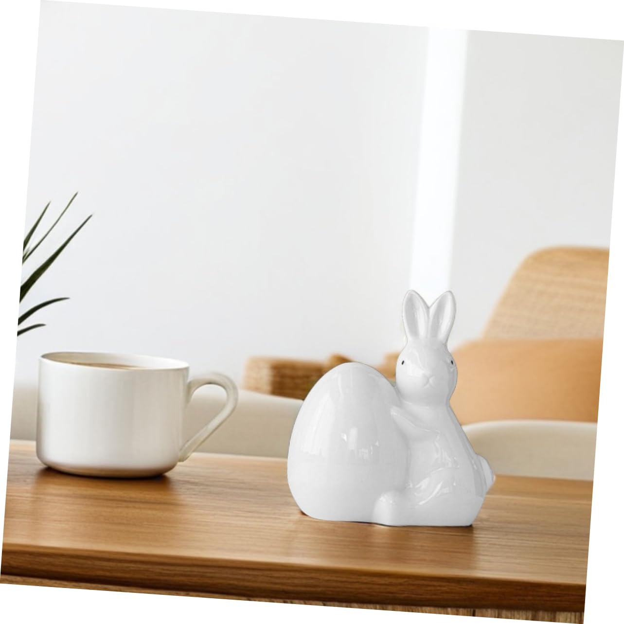 TOPBATHY Graziosi Porta-coniglietti Pasquali in Ceramica Statuette Bianche Ornamenti Per Il Soggiorno