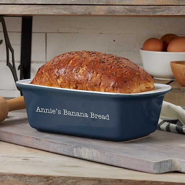 Personalization Universe Classic Personalized Ceramic Loaf Pan, Stoneware Bakeware, Dishwasher Safe, Oven Safe, Ideal for Homemade Breads, Meatloaf, 1.5 Quarts, Baking Dish