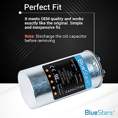 image for BlueStars 2 Packs 35+5 MFD uf 370 VAC or 440 Volt Dual Run Round Capac