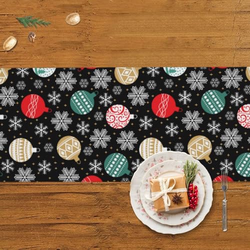 Chemin de table antidérapant à pompons pour repas de Noël sans pli - 6