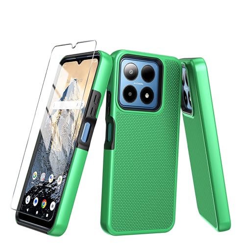 Mocotto for Boost Summit 5G Case with Tempered Glass Screen Protector,Dual Layer Heavy Duty Shockproof Protection for Boost Mobile Summit 5G (Boost Summit 5G,Green)