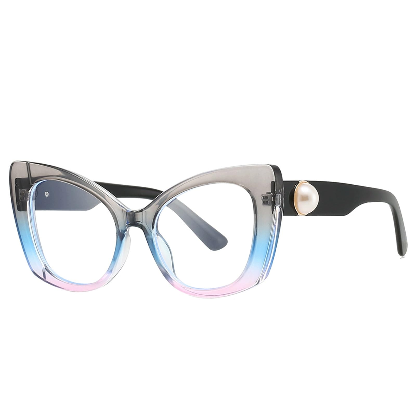 Occhiali da Vista da Donna Senza prescrizione, Occhiali da Vista alla Moda for Tutti i Giorni con Lenti | Montature for occhiali a montatura completa Occhiali finti leggeri for uomo e montature for occhiali da donna(GRAY BLUE)