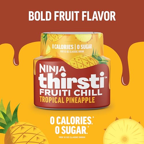 Image of Ninja Thirsti Flavored Water Drops, Topical Pineapple, Zero Calories | Zero Sugar, 12oz drinks, 3 Pack, Compatible with All Ninja Thirsti Drink Systems - WC1000, WC2000 & WC3000 Series, WCFTRCCAM
