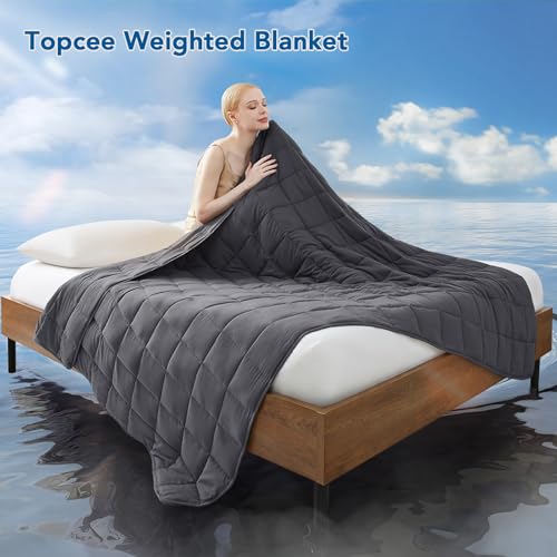 Topcee Weighted Blanket for Adults (20 lbs, 60" x 80") Queen Size Soft Cooling Heavy Blanket Sleeping, Apply to 190-210 lbs Body, Thick Breathable Blanket with Glass Bead, Easy Care