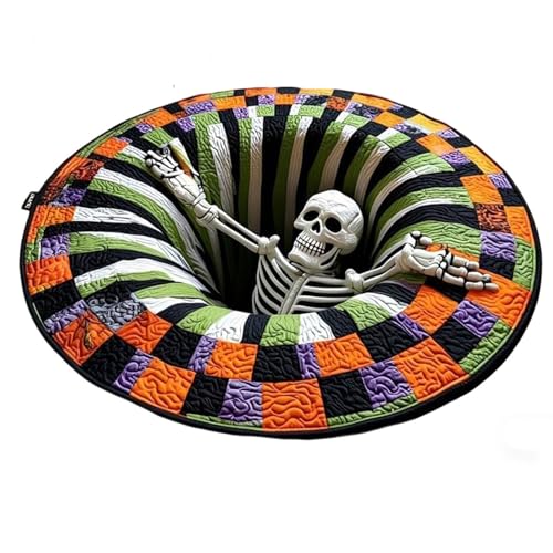 Halloween 3D Rug, Decorative Rug with Depth Pattern in Halloween Theme, Optical Illusion Rugs, 3D Illusion Floor Mat Non-Slip Do