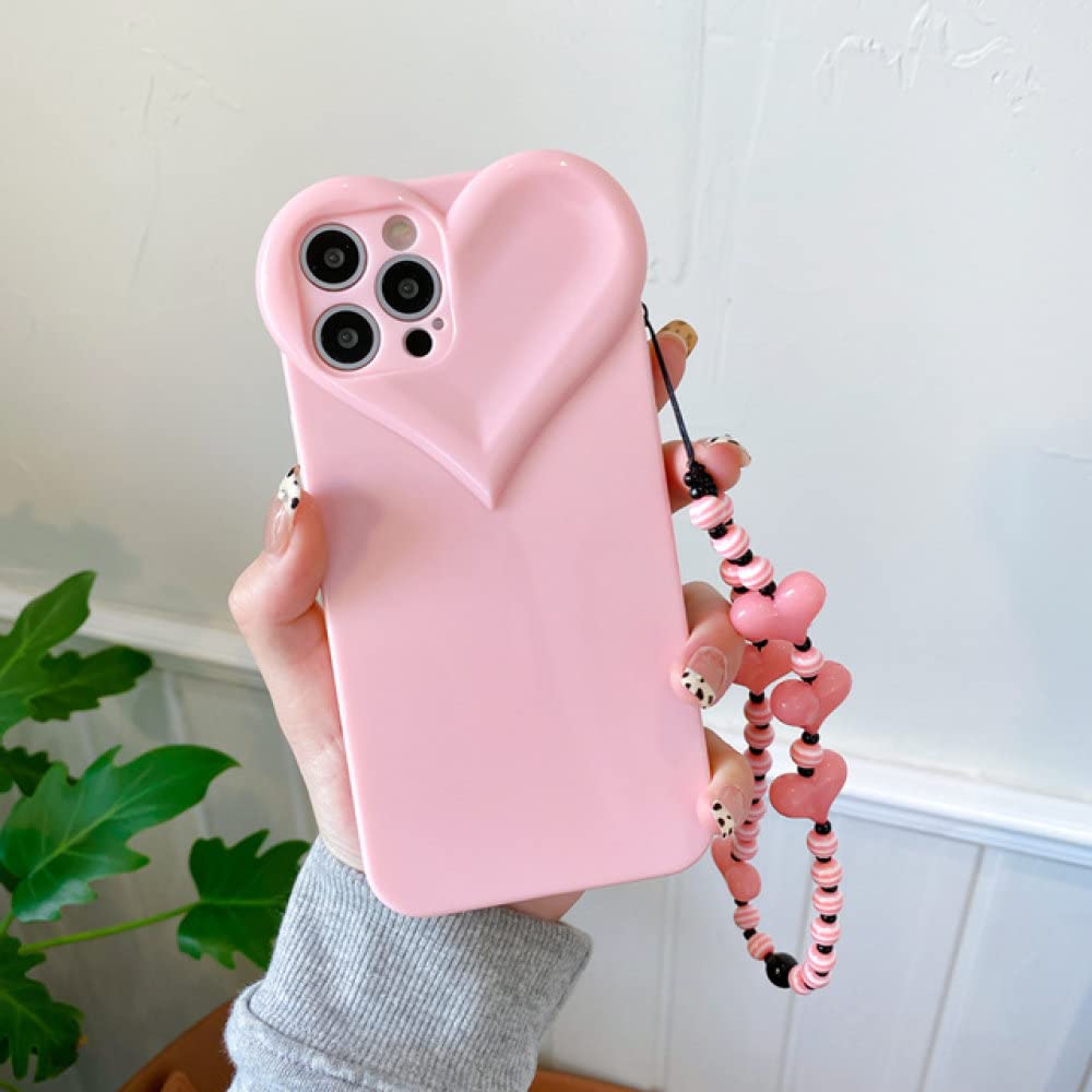 Coque iPhone XR rose avec perles et cordon amovible