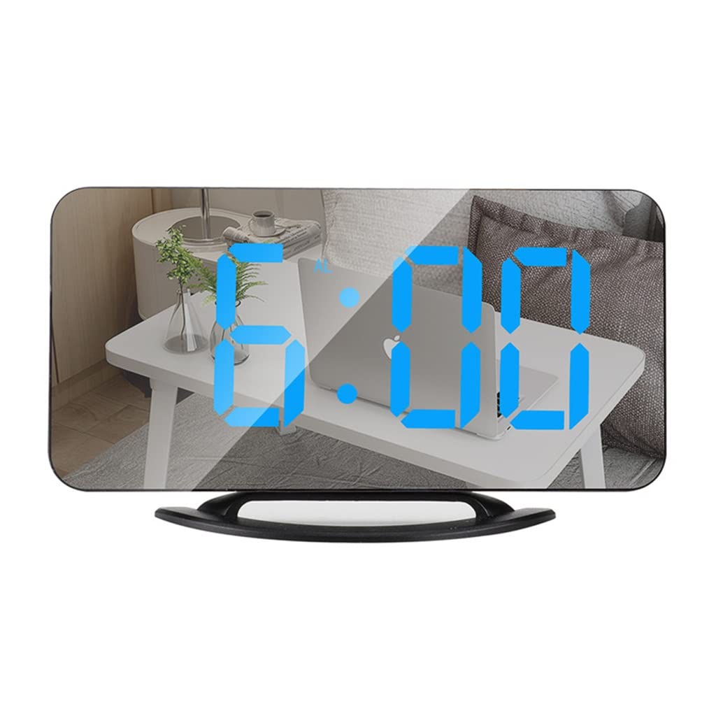 HRWLY Digital Alarm Clock Automatic Dimming Table Touch Snooze Output Charge Wall Electronic LED Clocks(Argento)