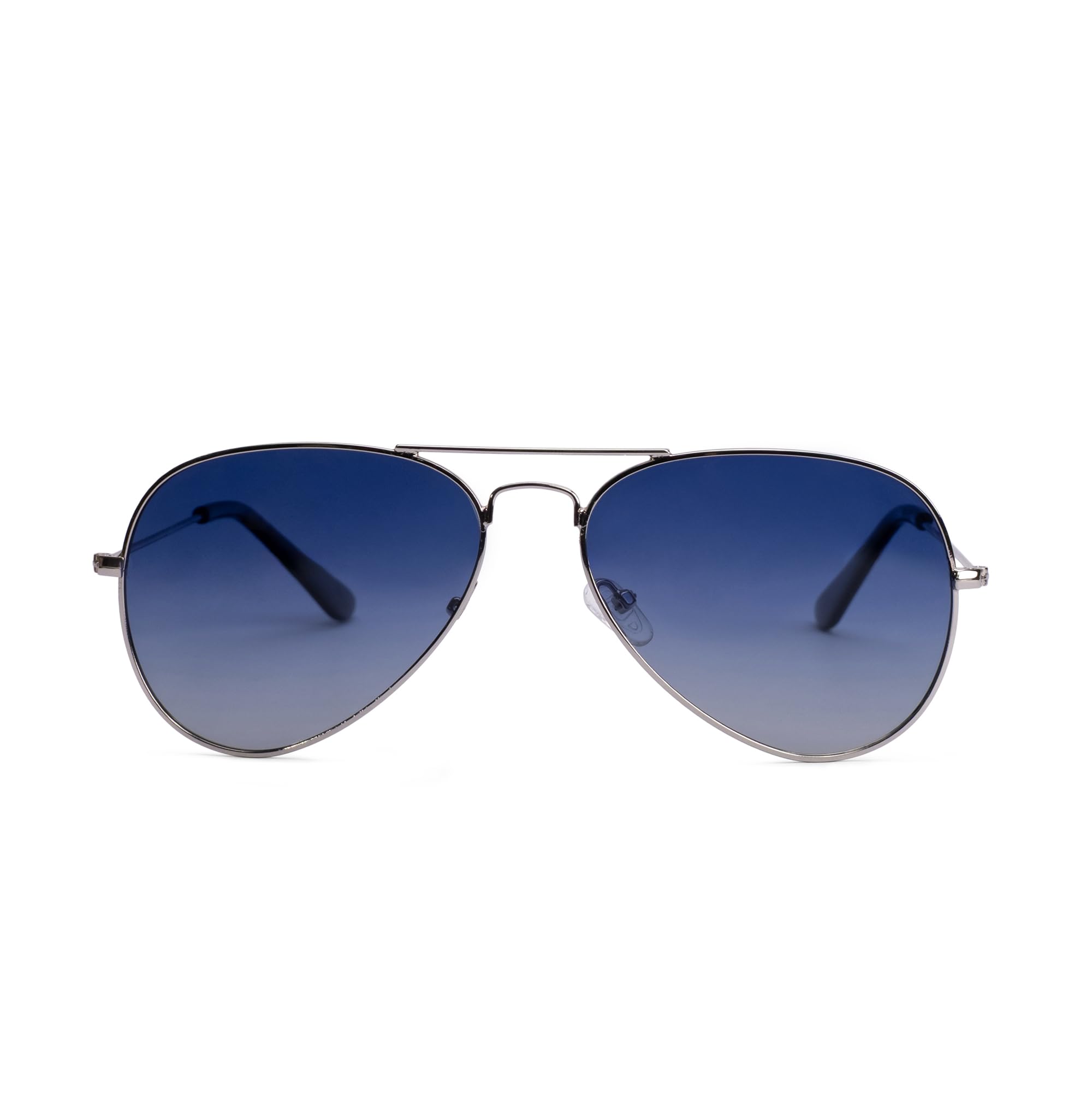 by Klen Optics Matte Silver Aviator Polarized Sunglasses for Men - Blue Gradient UV400 Lens Pilot Sunglasses - Metal Full Rim Stylish Aviator Frames for Men Driving Goggles-image-2