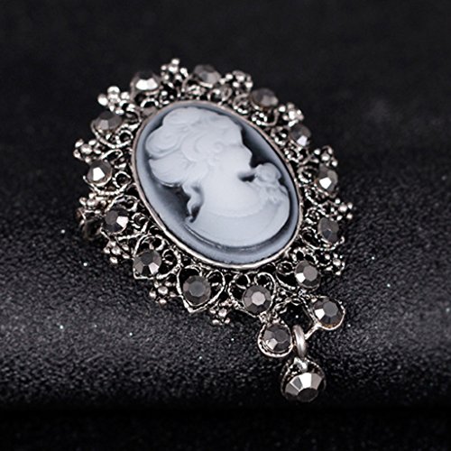 Image of Sweater Shawl Clips Lady Vintage Cameo Victorian Style Wedding Party Women Pendant Brooch Pin Jewelry Pins for Cardigan Blouse