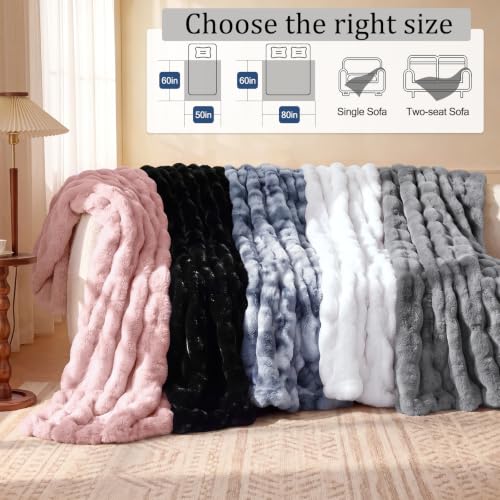 Cuddleux Gray Faux Fur Throw Blanket, Soft Fuzzy Blanket 50x60inch - image 5