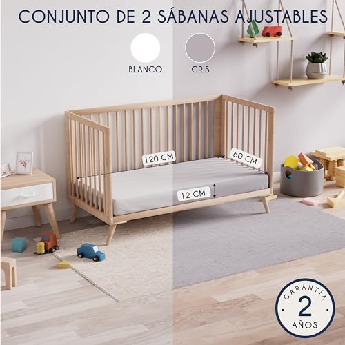 Miniatura 2 de Dreamzie - Sabanas Bajeras 60x120cm Ajustable Lote De 2-100 Algodon