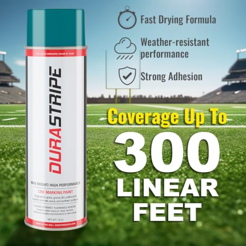 Image of Athletic Field Marking Paint - 2 Cases of 12 T-Tip Spray Cans (24 Total), 18 oz Each - Bright, Durable Field Striping Paint (Teal)