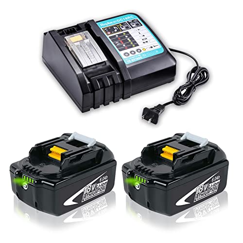 Mingsci Upgrade 6.5Ah Bl1860B Lithium Battery Compatible With Makita 18V Battery Bl1815 Bl1830 Bl1860 Bl1850 Bl1840 Lxt-400 Cordless Power Tools(2 Pack Batry+Charger) #TOP2