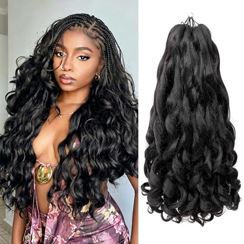 French Curl Braiding Hair 22 Inch 8 Pack - Pre Stretched Loose Wavy Braiding Hair for Black Women Soft Bouncy Crochet Braids Synthetic Hair Extensions