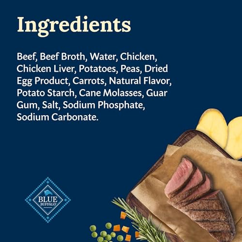 Image of Blue Buffalo Delectables Natural Wet Dog Food Toppers, Hearty Beef Cuts in Gravy, 3-oz (24 Pouches)