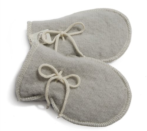 LANACARE Organic Merino Wool Baby Mittens, Soft Grey, size 86 (1-2 yr)