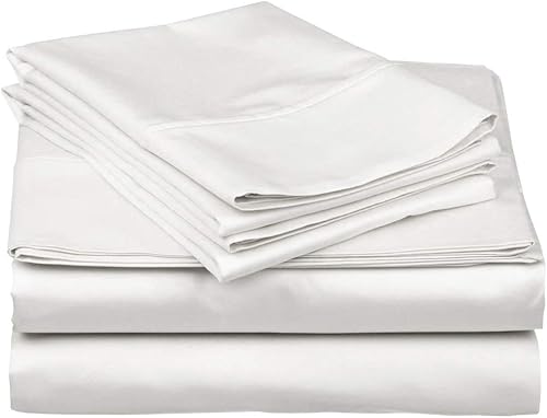 Juego de sábanas de 800 hilos de 4 piezas, color blanco, 100% algodón, para cama tamaño individual XL, juego de ropa de cama de algodón de fibra
